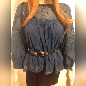 Anthropologie Jaslyn Embroidered Lace Blouse, size L